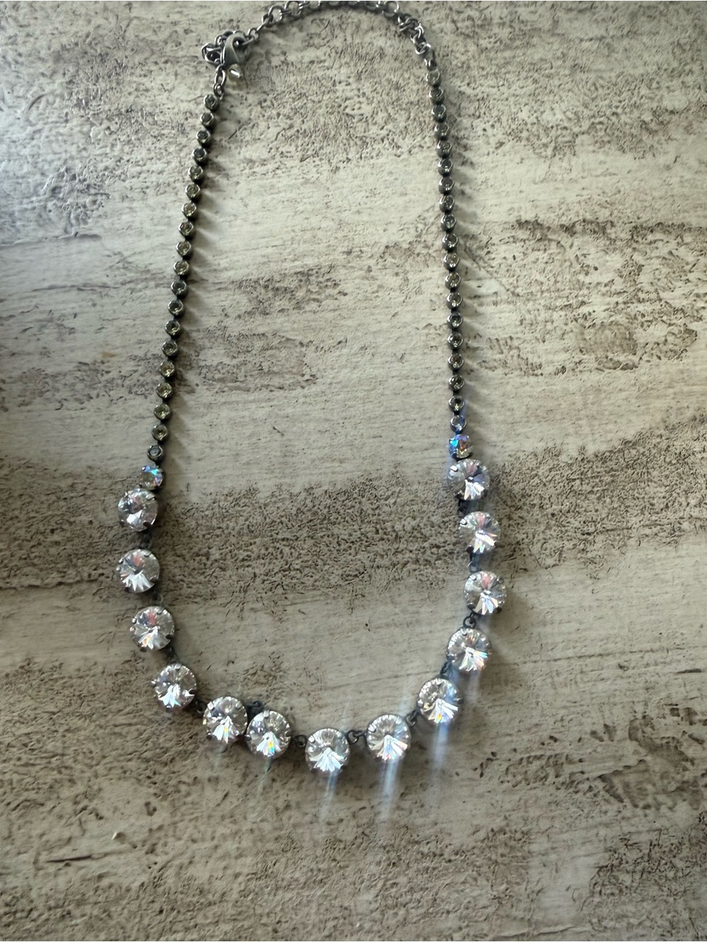 Sorrelli Statement Necklace in Antique Silver and Clear Swarovski Crystals